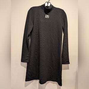 NWT DKNY Black Mock High Neck Long Sleeve Dress S